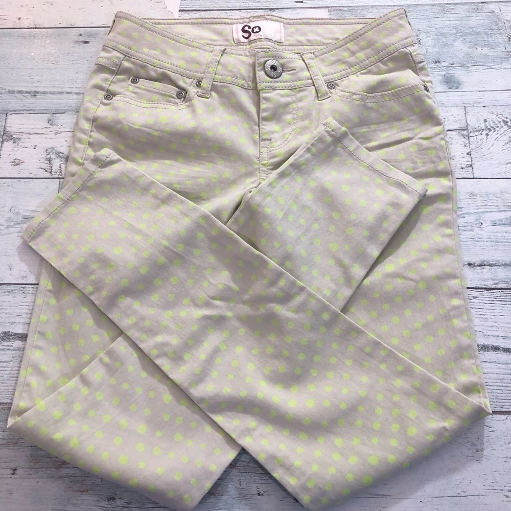 SO Tan and Neon Polka Dot Skinny Jeans Size 0 - Picture 3 of 9